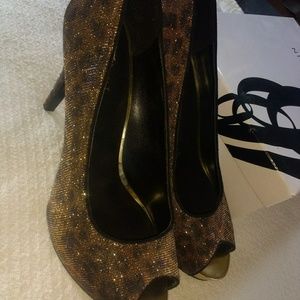 NINE WEST GLITTER PLATFORM STILLETOS